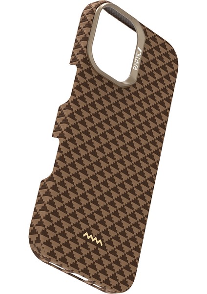 iPhone 17 Uyumlu Kılıf M-Safe Şarj Özellikli Raptic Aramid Skin Origin Serisi Kapak Kahverengi