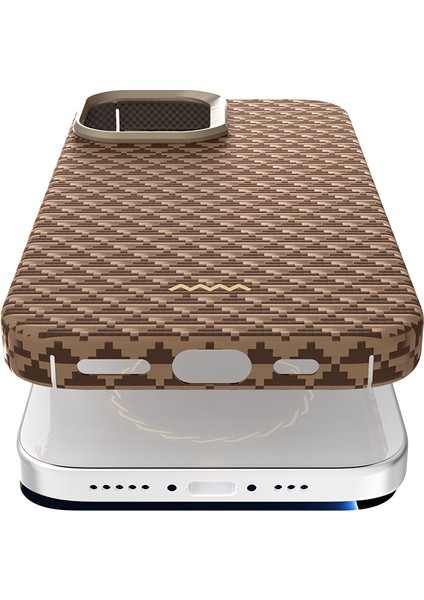 iPhone 17 Uyumlu Kılıf M-Safe Şarj Özellikli Raptic Aramid Skin Origin Serisi Kapak Kahverengi