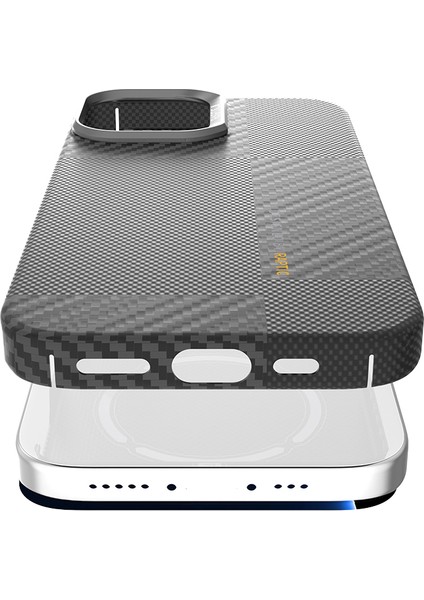 iPhone 17 Kılıf M-Safe Şarjlı 600D Metal Kamera Çerçeveli Raptic Aramid Fiber Geotik Serisi Siyah modelleri