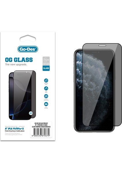 iPhone Xs Max 6.5 Uyumlu Go Des Og Glass Privacy Antistatik Temperli Cam Ekran Koruyucu Siyah fiyatları
