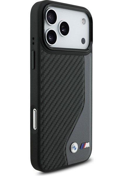 iPhone 17 Pro Max Uyumlu Kılıf Bmw Lisanslı M-Safe Şarj Metal Bmw ve M Logolu Pu Karbon Kapak Siyah fırsatları