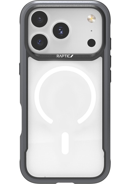 iPhone 17 Pro Uyumlu Kılıf M-Safe Şarjlı Airbagli Raptic Shield Serisi Şeffaf Arka Yüzey Kapak Siyah