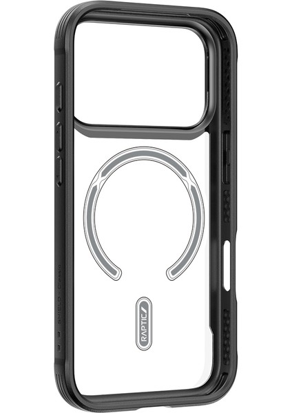 iPhone 17 Pro Uyumlu Kılıf M-Safe Şarjlı Airbagli Raptic Shield Serisi Şeffaf Arka Yüzey Kapak Siyah modelleri