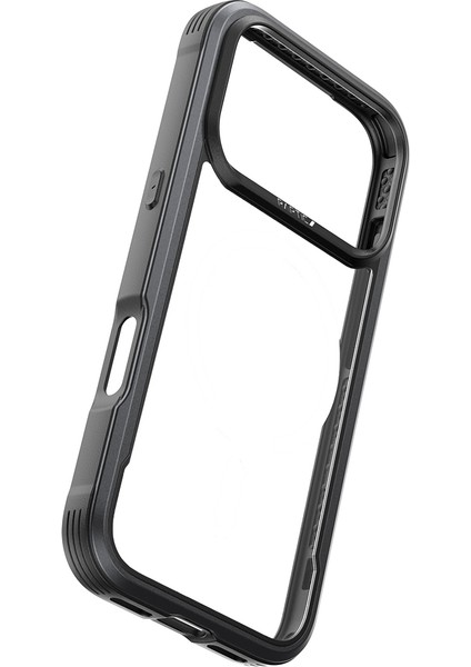 iPhone 17 Pro Uyumlu Kılıf M-Safe Şarjlı Airbagli Raptic Shield Serisi Şeffaf Arka Yüzey Kapak Siyah