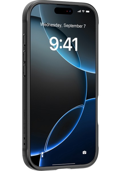 iPhone 17 Pro Uyumlu Kılıf M-Safe Şarjlı Airbagli Raptic Shield Serisi Şeffaf Arka Yüzey Kapak Siyah