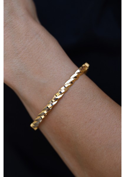 14 Ayar Altın Cimarlı Ikili Burgu Kelepçe