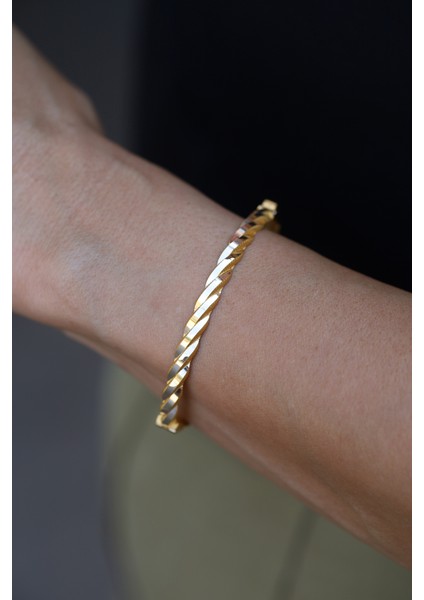 14 Ayar Altın Cimarlı Ikili Burgu Kelepçe modelleri