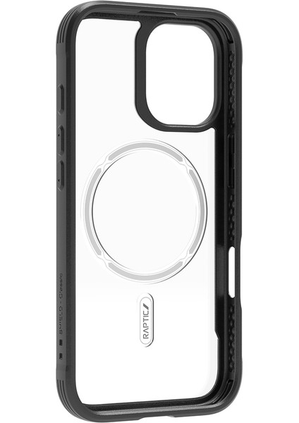 iPhone 17 Uyumlu Kılıf M-Safe Şarjlı Airbagli Raptic Shield Serisi Şeffaf Arka Yüzey Kapak Siyah modelleri