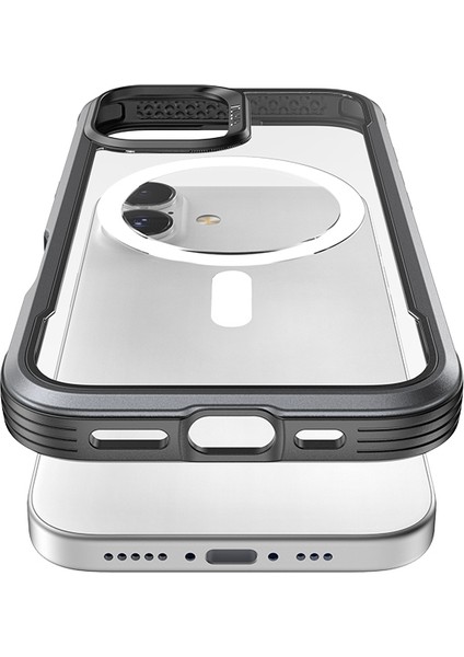 iPhone 17 Uyumlu Kılıf M-Safe Şarjlı Airbagli Raptic Shield Serisi Şeffaf Arka Yüzey Kapak Siyah