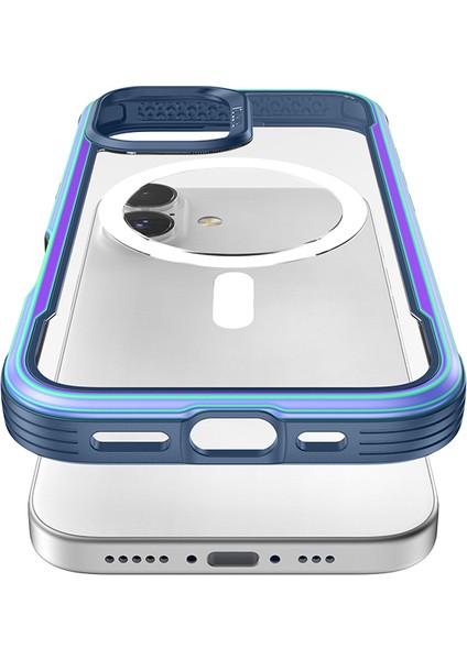 iPhone 17 Uyumlu Kılıf M-Safe Şarjlı Airbagli Raptic Shield Serisi Şeffaf Arka Yüzey Kapak Colorful