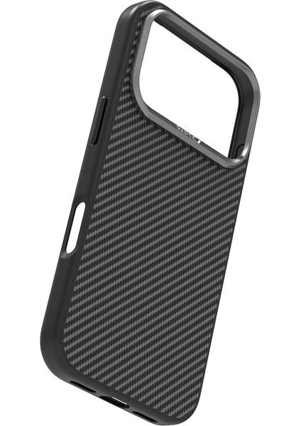 iPhone 17 Pro Max Kılıf M-Safe Şarjlı 600D Metal Kamera Çerçeveli Raptic Aramid Fiber Serisi Siyah