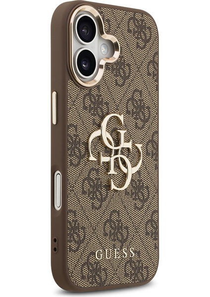 iPhone 17 Kılıf Guess Lisanslı Gold Metal Kamera Çerçeveli Metal Büyük 4g Yazı Logolu Kapak Kahve indirimleri