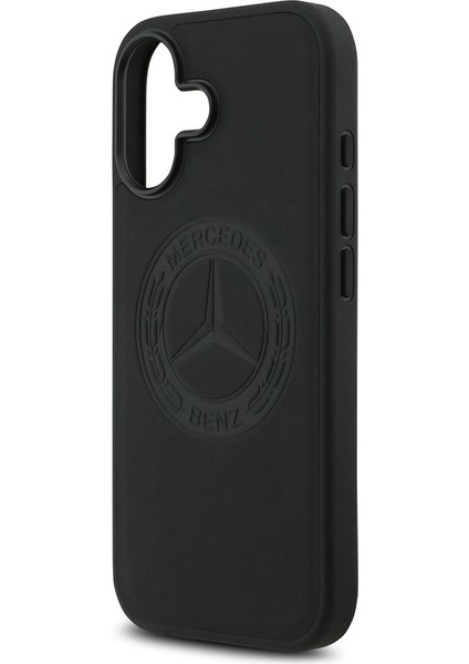 iPhone 17 Kılıf Mercedes Benz Lisanslı M-Safe Şarj Hakiki Deri Nostaljik Yıldız Dizayn Siyah
