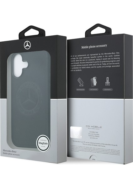 iPhone 17 Kılıf Mercedes Benz Lisanslı M-Safe Şarj Hakiki Deri Nostaljik Yıldız Dizayn Siyah