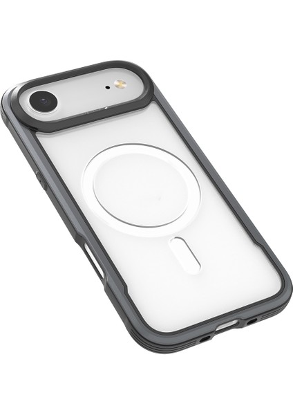 iPhone 17 Air Uyumlu Kılıf M-Safe Şarjlı Airbagli Raptic Shield Serisi Şeffaf Arka Yüzey Kapak Siyah fiyatları