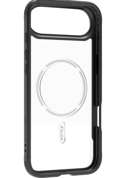 iPhone 17 Air Uyumlu Kılıf M-Safe Şarjlı Airbagli Raptic Shield Serisi Şeffaf Arka Yüzey Kapak Siyah modelleri