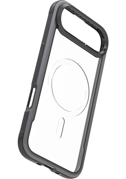 iPhone 17 Air Uyumlu Kılıf M-Safe Şarjlı Airbagli Raptic Shield Serisi Şeffaf Arka Yüzey Kapak Siyah