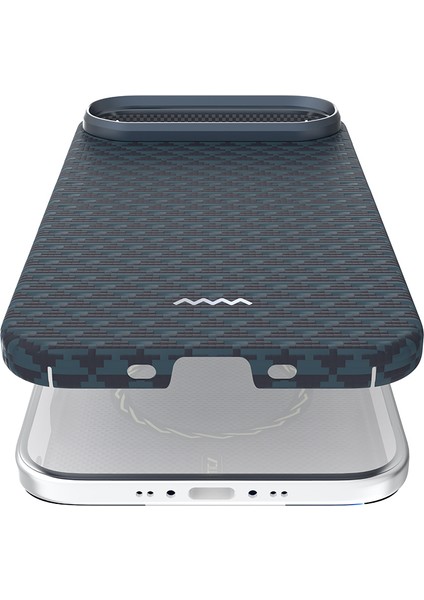 iPhone 17 Air Uyumlu Kılıf M-Safe Şarj Özellikli Raptic Aramid Skin Origin Serisi Kapak Lacivert