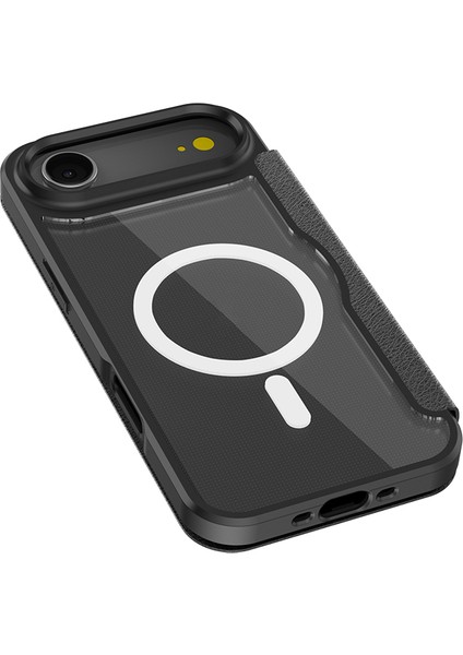 iPhone 17 Air Uyumlu Kılıf M-Safe Şarjlı Raptic Air Folio Şeffaf Kartlıklı Kapaklı Kılıf Siyah fırsatları