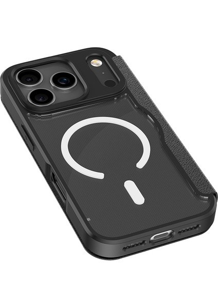 iPhone 17 Pro Uyumlu Kılıf M-Safe Şarjlı Raptic Air Folio Şeffaf Kartlıklı Kapaklı Kılıf Siyah indirimleri