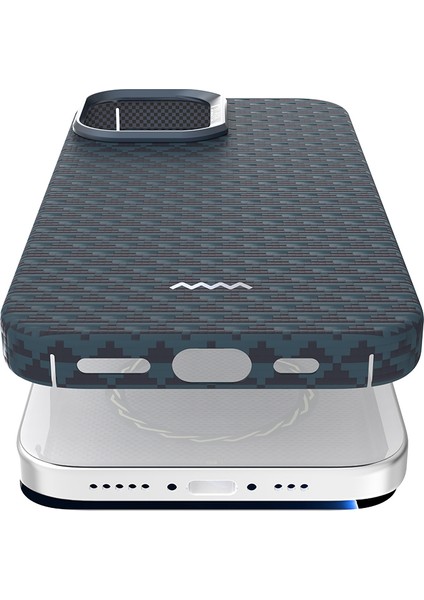 iPhone 17 Uyumlu Kılıf M-Safe Şarj Özellikli Raptic Aramid Skin Origin Serisi Kapak Lacivert