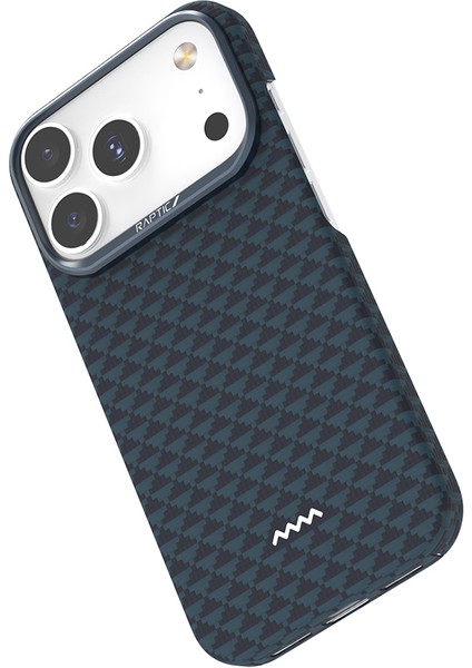 iPhone 17 Pro Uyumlu Kılıf M-Safe Şarj Özellikli Raptic Aramid Skin Origin Serisi Kapak Lacivert