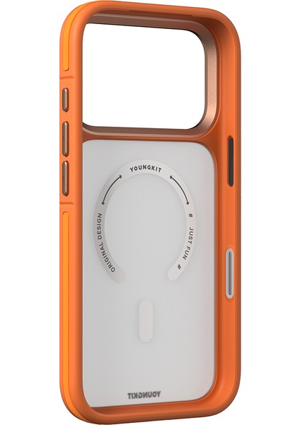 iPhone 17 Pro Uyumlu Kılıf M-Safe Şarj Özellikli Youngkit Rock Sand Serisi Kapak Turuncu fırsatları