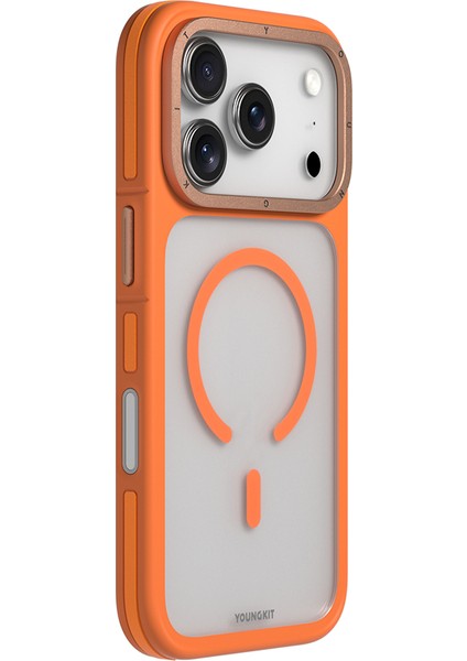 iPhone 17 Pro Uyumlu Kılıf M-Safe Şarj Özellikli Youngkit Rock Sand Serisi Kapak Turuncu indirimleri