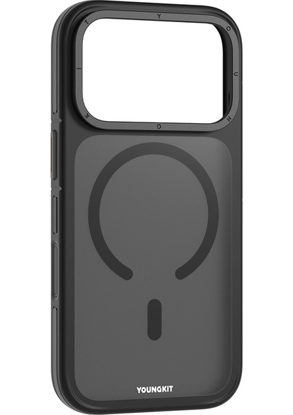 iPhone 17 Pro Max Uyumlu Kılıf M-Safe Şarj Özellikli Youngkit Rock Sand Serisi Kapak Siyah modelleri