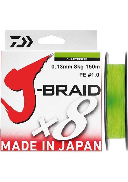 J-Braid 8x Chartreuse 150 mt 0.13 mm Ip Misina