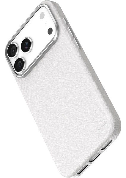 iPhone 17 Pro Uyumlu Kılıf M-Safe Şarj Özellikli Polimerik Deri Raptic Urban Nano Kapak Beyaz
