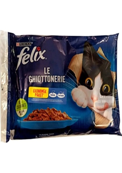 Multi Pouch Somonlu ve Ton Balıklı Yaş Kedi Maması 4 x 85 gr