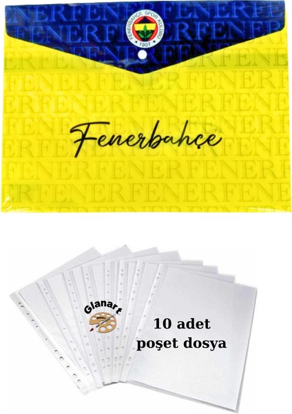 A4 Boy Çıt Çıt Ödev Dosyası +10' Lu Poşet Dosya Sarı