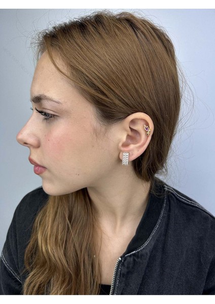 Zirkon Taşlı, Paslanmaz Çelik Küpe, Altın Renk fiyatları