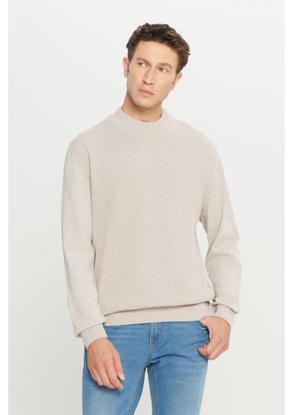 ALTINYILDIZ CLASSICS Erkek Bej Standart Fit Normal Kesim Yarım Balıkçı Yaka Pamuklu Triko Kazak modelleri