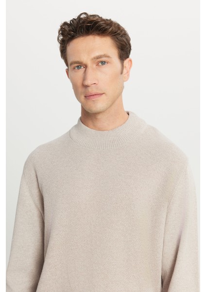 ALTINYILDIZ CLASSICS Erkek Bej Standart Fit Normal Kesim Yarım Balıkçı Yaka Pamuklu Triko Kazak fırsatları