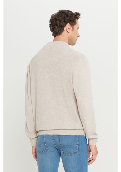 ALTINYILDIZ CLASSICS Erkek Bej Standart Fit Normal Kesim Yarım Balıkçı Yaka Pamuklu Triko Kazak indirimleri