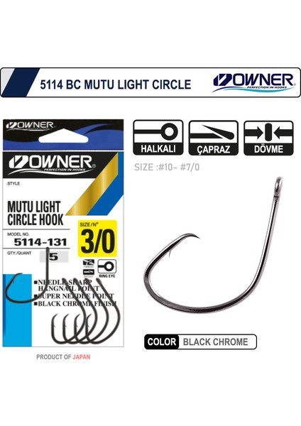 5114 Mutu Light Black Chrome Iğne 6 Numara