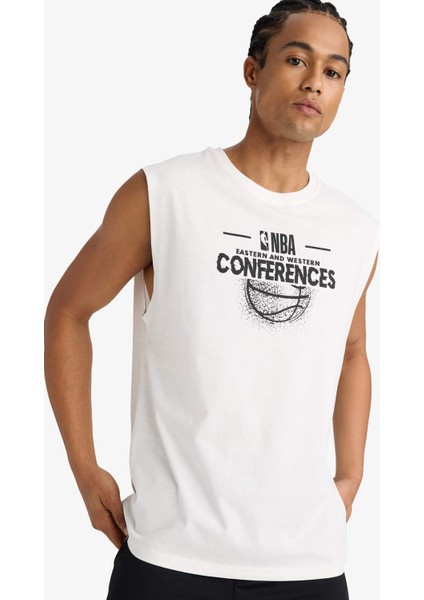 Fit NBA Wordmark Boxy Fit Bisiklet Yaka Atlet E4868AX25HS