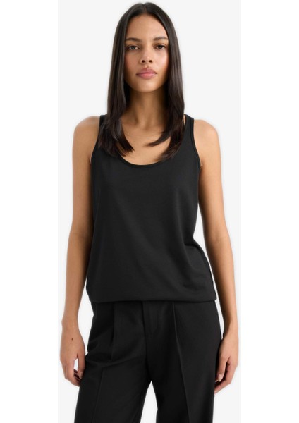 Regular Fit Basic Düz Yuvarlak Yaka Siyah Atlet F3618AX25SM fırsatları