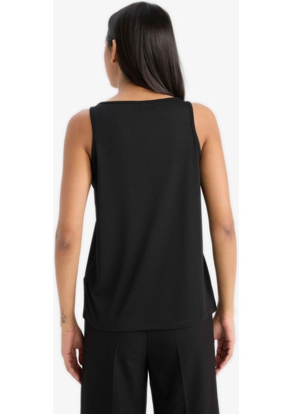 Regular Fit Basic Düz Yuvarlak Yaka Siyah Atlet F3618AX25SM