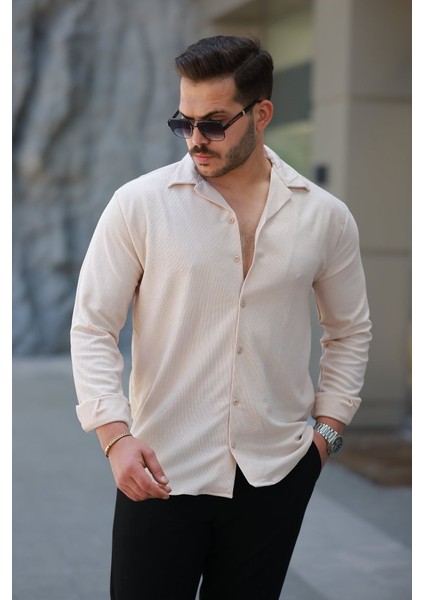 Erkek Kadife Dokulu Uzun Kollu Gömlek