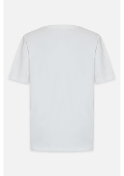 Ekru %100 Pamuk Bisiklet Yaka Kısa Kol T Shirt fiyatları