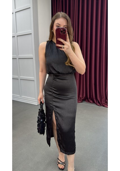 Shay Önden Büzgülü Midi Elbise fiyatları