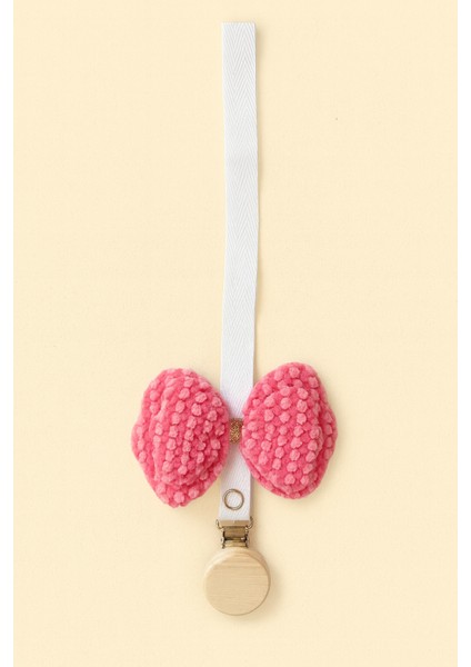 Bebek Emzik Askısı / Emzik Askılığı - Kelebek Desenli, Pembe Renk, Klipsli fiyatları