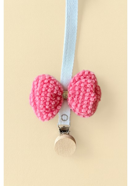 Bebek Emzik Askısı / Emzik Askılığı - Kelebek Desenli, Pembe Renk, Klipsli modelleri