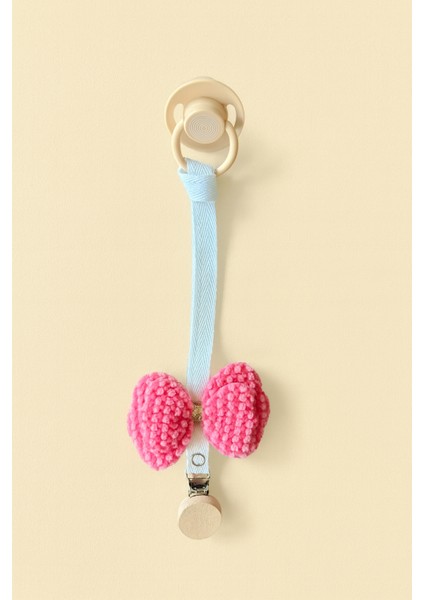 Bebek Emzik Askısı / Emzik Askılığı - Kelebek Desenli, Pembe Renk, Klipsli fırsatları