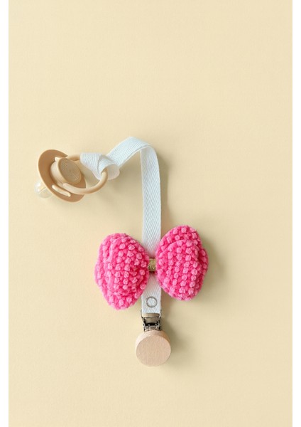 Bebek Emzik Askısı / Emzik Askılığı - Kelebek Desenli, Pembe Renk, Klipsli indirimleri