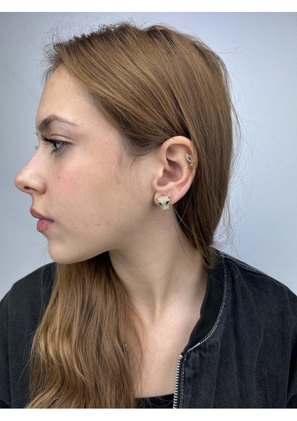 Xxx Zirkon Taşlı, Leopar Model, Paslanmaz Çelik Küpe 51, Kasa Altın Renk fiyatları