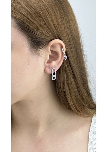 Zirkon Taşlı, Ataç, Çelik Küpe 613, Gümüş Renk fiyatları